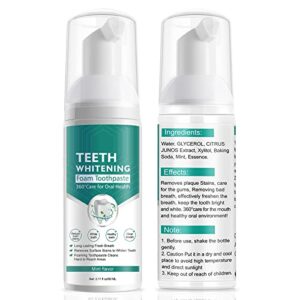Teeth Whitening Toothpaste, 2 Pack Citrus Baking Soda Toothpaste, Foam Whitening Toothpaste, Ultra-fine Mousse Foam Deeply Cleaning Gums, Stain Removal