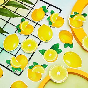 60 Pieces Lemon Cut Out Accents Mini Lemon Cutouts Paper Decorations Versatile DIY Fruit Sign Cutouts for Summer Bulletin Board Classroom School Party