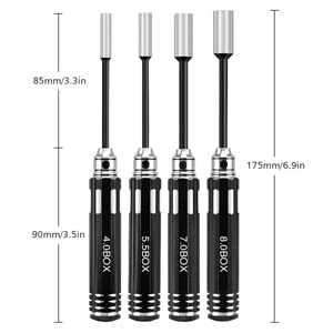 HRB 4PCS 4.0mm 5.5mm 7.0mm 8.0mm Hex Driver Set Allen Screwdriver RC Tools Flat Head Hexagon Screw Drivers Wrench Tool Kit for RC Quadcopter Helicopter Car Multi-Axis FPV Racing Drone Model Fixed-Wing