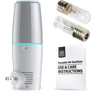 air purifier wall plug in with 2 uvc bulbs - portable home air sanitizer with uv-c light - kitchen purifier, odor reducer, and neutralizer for small rooms & office