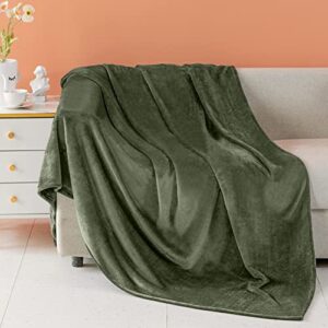 BEAUTEX Fleece Blanket Twin Size Super Soft Flannel Throw Blanket Lightweight Fuzzy Plush Blanket for Couch Sofa or Bed All Seasons (Olive Green, 60" x 80")