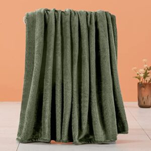 BEAUTEX Fleece Blanket Twin Size Super Soft Flannel Throw Blanket Lightweight Fuzzy Plush Blanket for Couch Sofa or Bed All Seasons (Olive Green, 60" x 80")