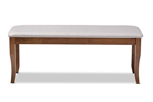 Baxton Studio Cornelie Modern and Contemporary Transitional Grey Fabric Upholstered and Walnut Brown Finished Wood Dining Bench