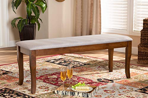 Baxton Studio Cornelie Modern and Contemporary Transitional Grey Fabric Upholstered and Walnut Brown Finished Wood Dining Bench