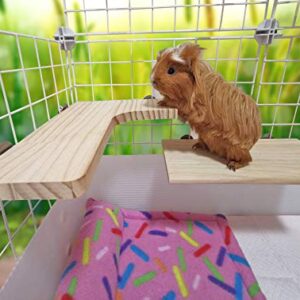 Pack of 2 (L-Shaped & Rectangle) Wood Activity Platforms for Cage Shelves & Wood Perch Ledges for Small Animals Cages and Pets like Hamsters, Mice, Chinchilla, Guinea Pigs, Birds, Rats.