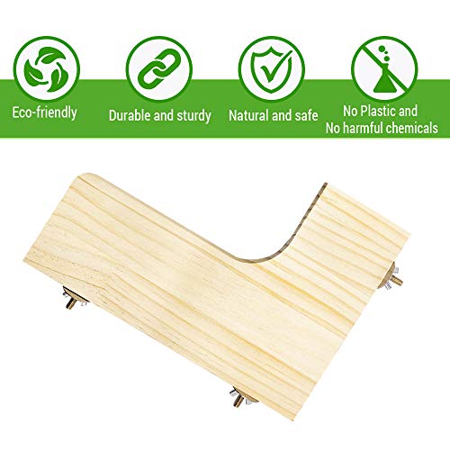 Pack of 2 (L-Shaped & Rectangle) Wood Activity Platforms for Cage Shelves & Wood Perch Ledges for Small Animals Cages and Pets like Hamsters, Mice, Chinchilla, Guinea Pigs, Birds, Rats.