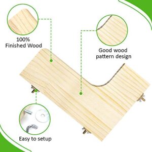 Pack of 2 (L-Shaped & Rectangle) Wood Activity Platforms for Cage Shelves & Wood Perch Ledges for Small Animals Cages and Pets like Hamsters, Mice, Chinchilla, Guinea Pigs, Birds, Rats.