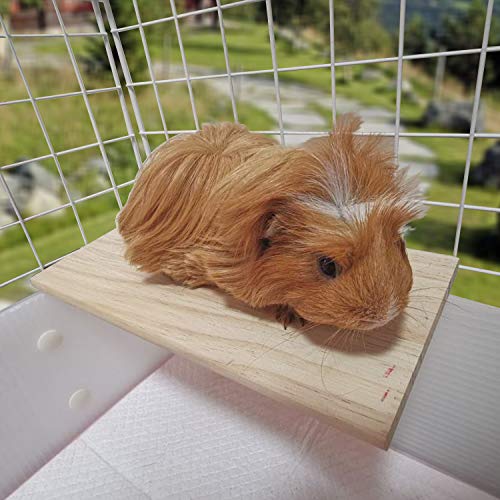 Pack of 2 (L-Shaped & Rectangle) Wood Activity Platforms for Cage Shelves & Wood Perch Ledges for Small Animals Cages and Pets like Hamsters, Mice, Chinchilla, Guinea Pigs, Birds, Rats.