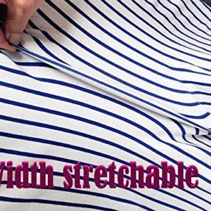 Fabric by The Yard Cotton Spandex Blue and White Stripes Single Jersey Knit Fabric Yarn Dyed 4 Ways Stretch for T Shirt Pajama Skirt Pet Dec.Table Cloth Dust Cover Pet Deca DIY (1 Y)