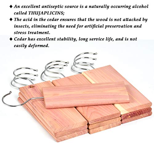 FOCCTS 20 Pcs Cedar Hangers Blocks, Natural Red Cedar Blocks for Clothes Storage, Cedar Hang Ups Set Household Protector, Aromatic Cedar Wood Hangers