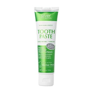 american biotech labs - silver biotics - tooth paste - silversol nano-silver infused toothpaste - naturally whitening, helps clean and protect - triple action winter mint - 4.0 oz.