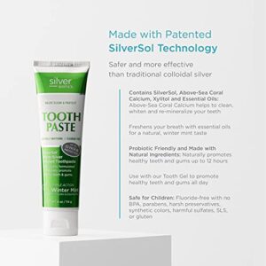 American Biotech Labs - Silver Biotics - Tooth Paste - SilverSol Nano-Silver Infused Toothpaste - Naturally Whitening, Helps Clean and Protect - Triple Action Winter Mint - 4.0 oz.