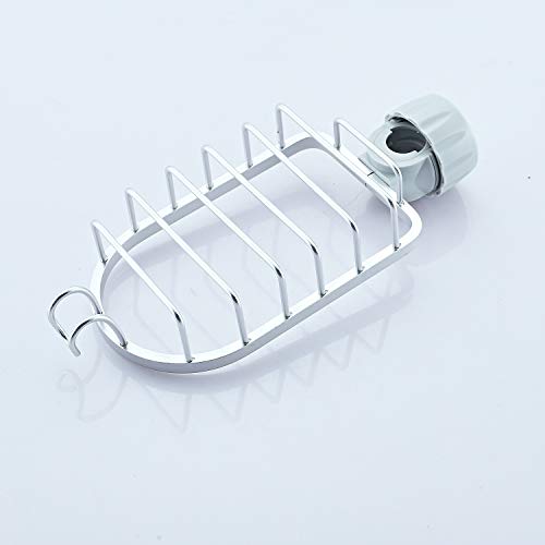 Faucet Shower Rod Assembled Kitchen Washing Sponge Holder Faucet Caddy Shower Soap Basket,Bright Silver Color