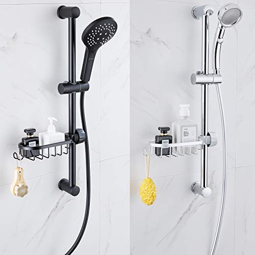 Faucet Shower Rod Assembled Kitchen Washing Sponge Holder Faucet Caddy Shower Soap Basket,Bright Silver Color