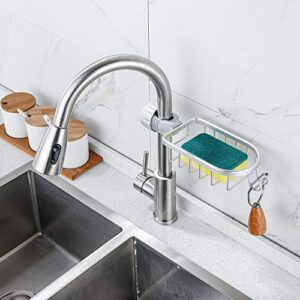 Faucet Shower Rod Assembled Kitchen Washing Sponge Holder Faucet Caddy Shower Soap Basket,Bright Silver Color