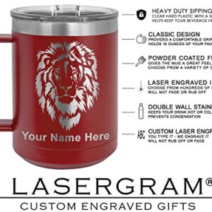 LaserGram 15oz Vacuum Insulated Coffee Mug, Coat of Arms Dominican Republic, Personalized Engraving Included (Maroon)