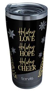 tervis triple walled golden holiday christmas insulated tumbler cup keeps drinks cold & hot, 20oz, stainless steel