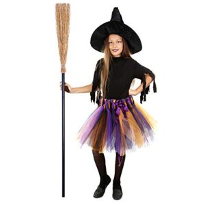 URATOT 3 Pieces Halloween Witch Broom Props Thatch Bamboo Witch Broomstick Retractable Straw Bamboo Witch Broom Party Decoration for Halloween Cosplay Favors