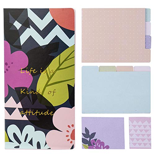 Floral Sticky Notes Set, Office Supplies for Women, Cute School Supplies, Colored Divider Self-Stick Notes Pads Bundle, Large and Small Sticky Notes Set Colored Divider Sticky Notes, Flower Theme Desi