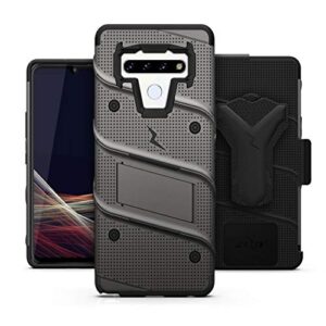 ZIZO Bolt Series for LG Stylo 6 Case with Screen Protector Kickstand Holster Lanyard - Gun Metal Gray & Black