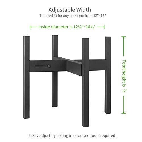 FaithLand Plant Stand, Adjustable Size Fits 12 13 14 15 16 Inches Large Plant Pot, Metal Planter Stand, Mid Century Expandable Plant Holder Indoor Outdoor, Adjustable Width: 12”-16.1” - Easy Assembly