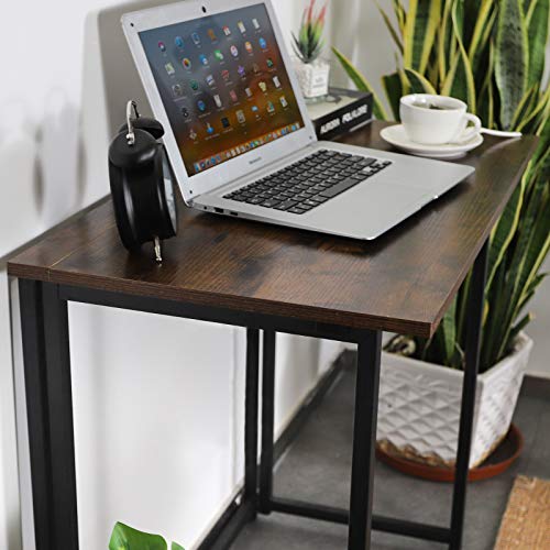 ErgoDesign Folding Computer Desk for Small Spaces, Simple Space-Saving Home Office Desk, Foldable Computer Table, Laptop Table, Writing Desk, Compact Study Reading Table (Rustic Brown)