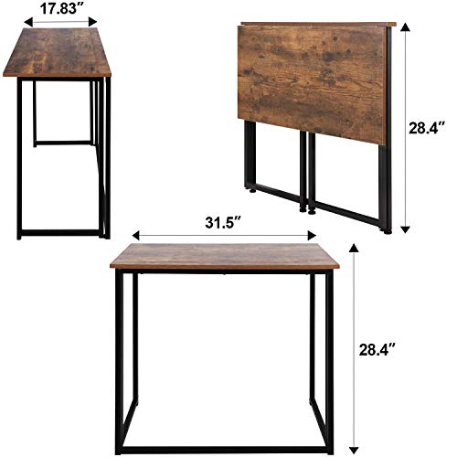 ErgoDesign Folding Computer Desk for Small Spaces, Simple Space-Saving Home Office Desk, Foldable Computer Table, Laptop Table, Writing Desk, Compact Study Reading Table (Rustic Brown)