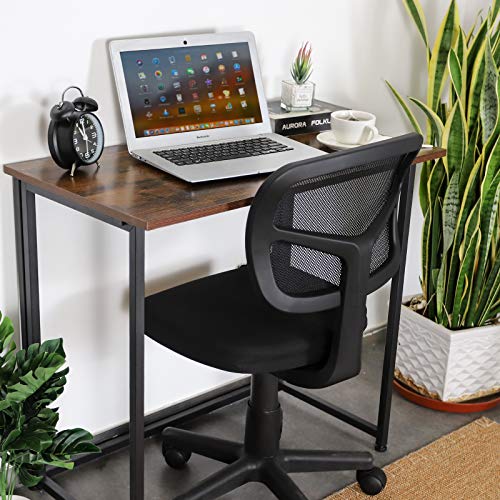 ErgoDesign Folding Computer Desk for Small Spaces, Simple Space-Saving Home Office Desk, Foldable Computer Table, Laptop Table, Writing Desk, Compact Study Reading Table (Rustic Brown)