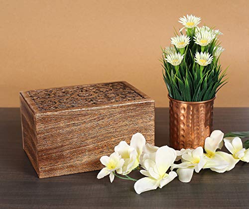 Funeral Cremation Urn Ashes with Beautiful Handmade Carving in Centre- X Large Natural,Urns for Human Ashes Adult Wooden,Wooden Urn with Hand-Made Design for Human Ashes, Wooden Urns Hand-Crafted