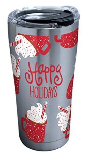 tervis triple walled happy everything™ insulated tumbler cup keeps drinks cold & hot, 20oz - stainless steel, hot cocoa