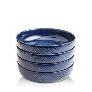 koov 46 oz pasta bowls set of 4, ceramic bowl, large bowl for eating, large salad bowl set of 4, dinner bowls set microwave safe (aegean)