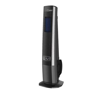 lasko 42" portable outdoor tower fan with bluetooth technology for decks, patios and porches with 4 speeds, night mode, internal oscillation, black, yf200