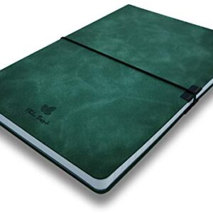 YRL Best Writing Journal Notebook, College Ruled/Lined, A5, 5.8x8.3”, Premium Faux Leather Soft Cover, Fine Thick Paper, Sewn Bound, Inner Pocket, Elastic Closure Wrap, Pen Loop, Lays Flat, Green