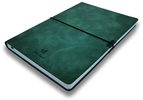 YRL Best Writing Journal Notebook, College Ruled/Lined, A5, 5.8x8.3”, Premium Faux Leather Soft Cover, Fine Thick Paper, Sewn Bound, Inner Pocket, Elastic Closure Wrap, Pen Loop, Lays Flat, Green