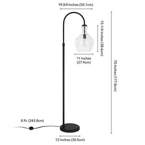 Henn&Hart Arc Floor Lamp with Glass Shade in Blackened Bronze/Seeded, Floor Lamp for Home Office, Bedroom, Living Room