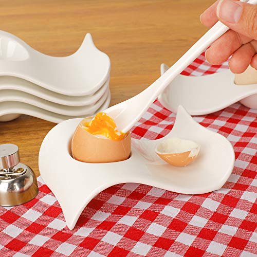 ChasBete Ceramic Egg Cup, Egg Cups for Soft Boiled Eggs, Soft Boiled Egg Holder 4 + 1 Egg Topper Cutter Soft Boiled Egg Cups Set