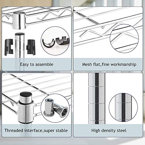 6-Tie Metal Storage Shelves, 48" x 18" x 72" Wire Shelving Unit w/Wheels, 6000 LBS Heavy Duty Industrial Utility Steel Storage Rack, NSF UltraDurable Shelf Organizer Racks for Garage Kitchen Storage