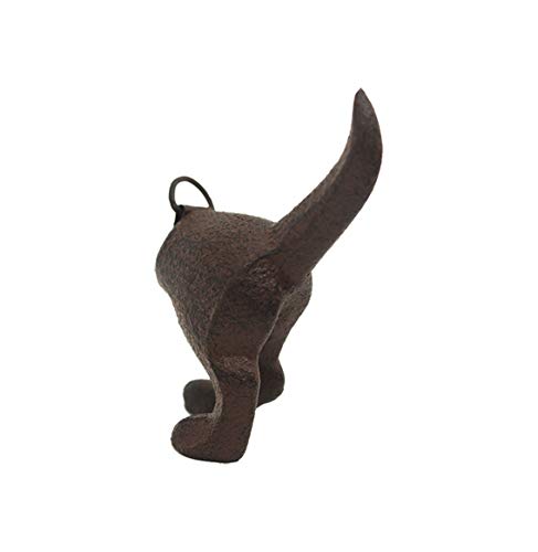 Parisloft Retro Dog Tail Cast Iron Wall Hooks - Decorative Wall Hanging Hook for Coat, Towel, Keys - Antique Brown - Set of 3