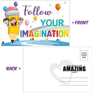 60 Pieces Motivational Teacher Postcards, Thinking of You Encouragement Inspirational Quote Cards for Students, Back to School Note Card, 6 Designs