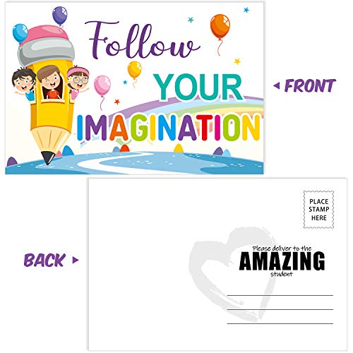 60 Pieces Motivational Teacher Postcards, Thinking of You Encouragement Inspirational Quote Cards for Students, Back to School Note Card, 6 Designs