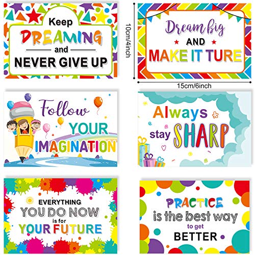 60 Pieces Motivational Teacher Postcards, Thinking of You Encouragement Inspirational Quote Cards for Students, Back to School Note Card, 6 Designs