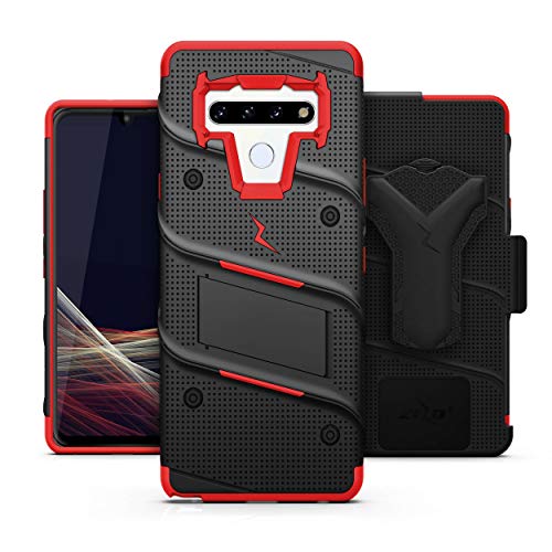 ZIZO Bolt Series for LG Stylo 6 Case with Screen Protector Kickstand Holster Lanyard - Black & Red