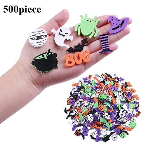 Motarto 500 Pieces Halloween Foam Craft Stickers Self Adhesive Halloween Theme Stickers for Halloween Thanksgiving Party Decoration