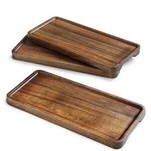 miusco wooden platters set of 3, 11.8 inch natural acacia wood tray, wooden cheese plate, for serving, handcrafted wooden dish set, rectangle