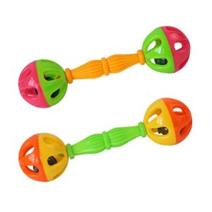 Youngy 2 Pieces Bird Parrot Toy Rattle Birds Fun Exercise Plastic Double-Headed Bell Pet Toys