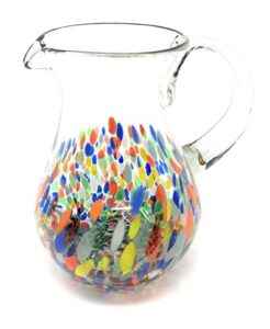 mexican hand blown glass pitcher – confetti carmen design (84 oz)