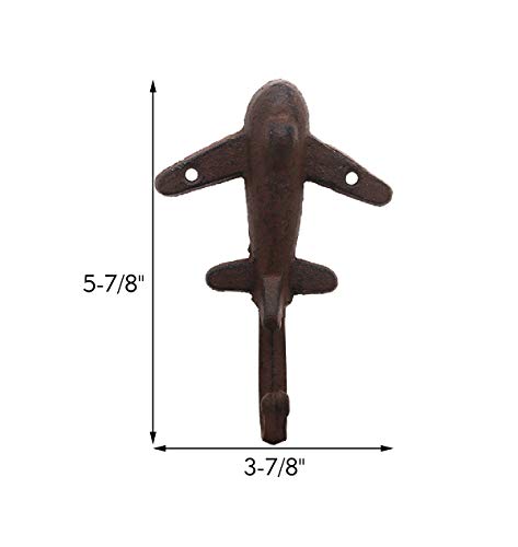 Parisloft Retro Cast Iron Airplane Wall Hook, Antique Browm, Set of 3