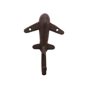 Parisloft Retro Cast Iron Airplane Wall Hook, Antique Browm, Set of 3