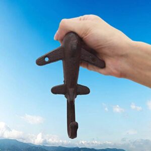 Parisloft Retro Cast Iron Airplane Wall Hook, Antique Browm, Set of 3