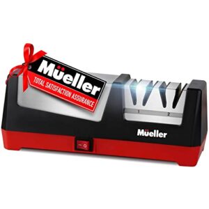mueller professional electric knife sharpener for straight knives diamond abrasives, quickly sharpening, repair/restore/polish blades